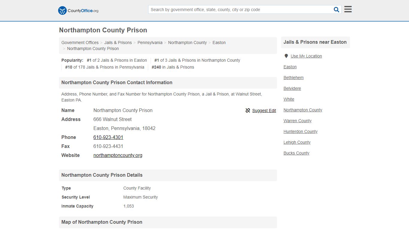 Northampton County Prison - Easton, PA (Address, Phone, and Fax)